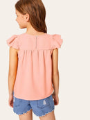 Girls<b style="color:White;"><font size="1"> -</font></b>Lace<b style="color:White;"><font size="1"> -</font></b>Insert Ruffle Armhole Blouse