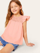 Girls<b style="color:White;"><font size="1"> -</font></b>Lace<b style="color:White;"><font size="1"> -</font></b>Insert Ruffle Armhole Blouse