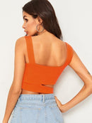 Neon<b style="color:White;"><font size="1"> -</font></b>Orange<b style="color:White;"><font size="1"> -</font></b>Cutout Detail Crop Tank Top