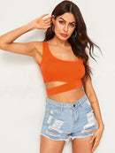 Neon<b style="color:White;"><font size="1"> -</font></b>Orange<b style="color:White;"><font size="1"> -</font></b>Cutout Detail Crop Tank Top