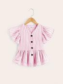 Girls<b style="color:White;"><font size="1"> -</font></b>Ruffle<b style="color:White;"><font size="1"> -</font></b>Armhole Striped Peplum Blouse