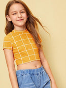 Girls<b style="color:White;"><font size="1"> -</font></b>Mock-neck Textured Grid Top