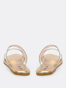 Metallic<b style="color:White;"><font size="1"> -</font></b>Iridescent<b style="color:White;"><font size="1"> -</font></b>Double Bands Slide Sandals