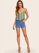 Double<b style="color:White;"><font size="1"> -</font></b>V<b style="color:White;"><font size="1"> -</font></b>Neckline Striped Cami Top