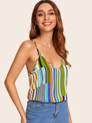 Double<b style="color:White;"><font size="1"> -</font></b>V<b style="color:White;"><font size="1"> -</font></b>Neckline Striped Cami Top