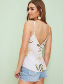 Double<b style="color:White;"><font size="1"> -</font></b>V<b style="color:White;"><font size="1"> -</font></b>Neckline Floral Cami Top