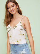 Double<b style="color:White;"><font size="1"> -</font></b>V<b style="color:White;"><font size="1"> -</font></b>Neckline Floral Cami Top