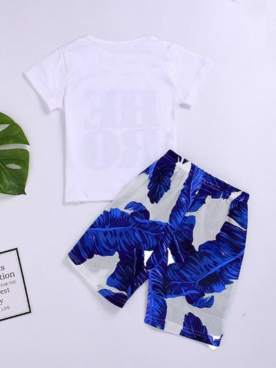 Toddler<b style="color:White;"><font size="1"> -</font></b>Boys<b style="color:White;"><font size="1"> -</font></b>Letter<b style="color:White;"><font size="1"> -</font></b>Print Tee With Tropical Print Bermuda Shorts