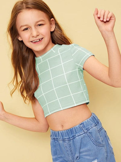 Girls<b style="color:White;"><font size="1"> -</font></b>Mock-neck Textured Grid Top