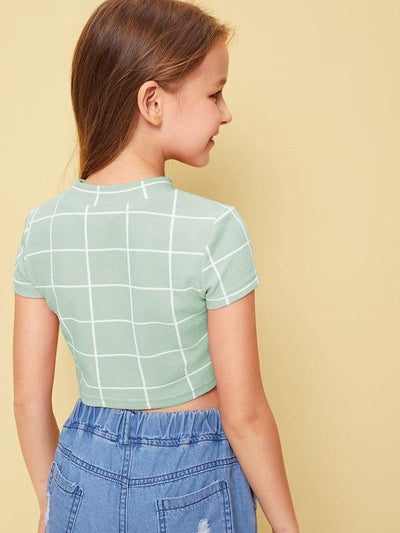 Girls<b style="color:White;"><font size="1"> -</font></b>Mock-neck Textured Grid Top