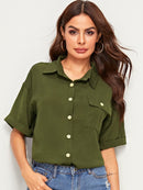 Pocket<b style="color:White;"><font size="1"> -</font></b>Button Through Blouse