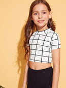 Girls<b style="color:White;"><font size="1"> -</font></b>Mock-neck Textured Grid Top