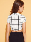 Girls<b style="color:White;"><font size="1"> -</font></b>Mock-neck Textured Grid Top