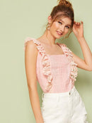 Lace<b style="color:White;"><font size="1"> -</font></b>Panel Pleated Detail Blouse