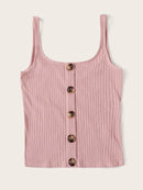 Neon<b style="color:White;"><font size="1"> -</font></b>Yellow<b style="color:White;"><font size="1"> -</font></b>Button Front Rib-knit Tank Top