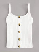 Neon<b style="color:White;"><font size="1"> -</font></b>Yellow<b style="color:White;"><font size="1"> -</font></b>Button Front Rib-knit Tank Top