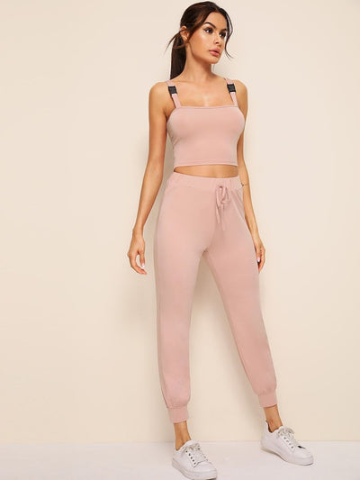 Buckle<b style="color:White;"><font size="1"> -</font></b>Crop<b style="color:White;"><font size="1"> -</font></b>Top With Drawstring Waist Trousers