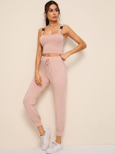 Buckle<b style="color:White;"><font size="1"> -</font></b>Crop<b style="color:White;"><font size="1"> -</font></b>Top With Drawstring Waist Trousers